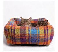 OREZAUQS Soft Plush Pet Bed, Washable Square Dog Bed with Removable Cover, Cozy Fluffy Cat Bed for Small/Medium Pets (A,M)