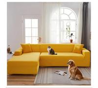 OREZAUQS Super Stretch Couch Cover, Living Room 1-Piece Universal Sofa Covers, Luxury Furniture Protector Dogs Pet Friendly Fitted Couch Slipcover (Yellow,1 SEAT (35-55"))