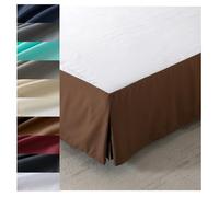 OREZAUQS Valance Sheet Double, Microfibre Soft Brushed, 14" Deep Base Wrap Valance Sheet, Fits Under the Mattress Down to the Floor (Brown,Twin XL)
