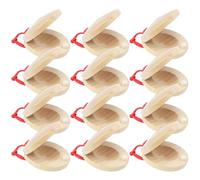 Orff Wooden Castanets for Kids' Music Enlightenment, 12pcs Natural Wood Color Set, Ideal for Children's Musical Learning, Orff Wooden Castanets, 12pcs Natural Wood