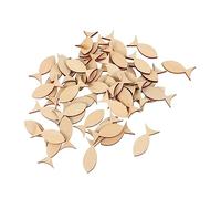 ORFOFE 100 Pcs Unfinished Wooden Fish Shape Chips DIY Craft Slices for Party Supplies and Hanging Pendants Decor Solid Wood Fish Cutouts for Painting and Handmade Decoration