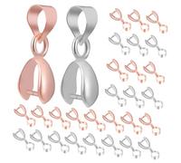 ORFOFE 100pcs Alloy Pendant Bail Connector Clasp for Necklace DIY Jewelry Making Mixed Rose Gold Silver Alloy for Bead Pendants Crystal Gemstone Attachments Multi-use Craft Findings