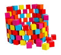 ORFOFE 100PCS Colorful Cube Building Blocks Educational for Early Learning Teaching Aid Smooth Solid Sturdy Wooden Cubes for Spatial Imagination Development and Creative Play at Home