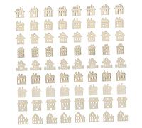 ORFOFE 100pcs Unpainted House Wood Slices DIY Craft Chips for Creative Painting and Handmade Decorations Blank Wood for Montessori Learning and Art Projects