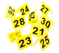 ORFOFE 10Pcs Acrylic Crime Scene Evidence Markers Table Number Signs Triangle Number Markers 21-30 Yellow Base Black Print for Detective Clue Game and Party Decoration