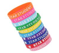 ORFOFE 10Pcs Colorful Silicone Star Student Bracelets for Back to School Supplies Motivational Teacher Recognition Awards Wristbands for Classroom Group Activities