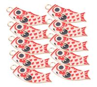ORFOFE 10pcs DIY Carp Pattern Alloy Pendants Key Chain Charms for Necklace Bracelet Jewelry Making Craft Supplies with Vivid Design and Classic Red Finish