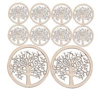 ORFOFE 10pcs DIY Wooden Slices Round Discs with Hollow Life Tree Design Smooth Surface Wood Craft Material for Wedding Scrapbooking Home Ornaments and Creative Art Projects