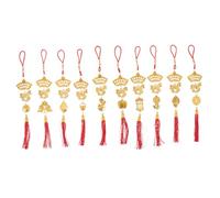 ORFOFE 10PCS Fu Character Pendants Horse Year Decorations with Red Ropes Indoor Outdoor Hanging Ornaments for Chinese Year Home Garden Potted Plant Accents