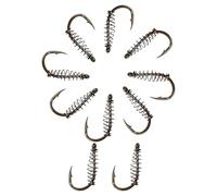 ORFOFE 10pcs High-carbon Steel Fishing Hooks Portable Silver Spring Bait Hooks Freshwater Saltwater Fishing Tackle for Carp Pike