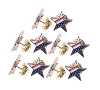 ORFOFE 10pcs Patriotic American Flag Star Pin Badge Alloy Five Pointed Star Brooch for Women Fade Resistant Usa Lapel Pins for Independence Day of July Party Accessories