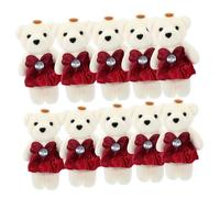 ORFOFE 10pcs Plush Stuffed Bear Burgundy Wedding Car Bouquet Decor Soft Cartoon Bear Dolls for Valentine S Day Home Sofa Bed Accessories