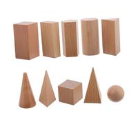 ORFOFE 10pcs Wooden Geometric Solid Blocks Learning Aid for Students Compact Shape Creative Math Building Kits Homeschool Supplies for Boys