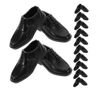 ORFOFE 12 Pairs Miniature Doll Shoes for DIY Crafts Black Doll Accessories for Dollhouse Fairy Garden and Tiny House Decoration
