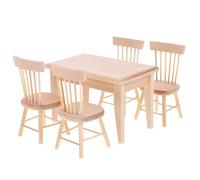 ORFOFE 12 Scale Miniature Retro Wooden Living Room Dining Table and Chair Set, Small Dollhouse Furniture with Random Wood Grain Finish, Miniature Seat Figurines for Dollhouse Random Color