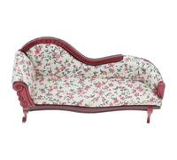 ORFOFE 12 Scale Miniature Upholstered Sofa for Dollhouse, Wooden Country Style Loveseat Furniture Accessory, Realistic Mini Dollhouse Couch Decoration for Living Room