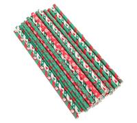 ORFOFE 12 Set Christmas Paper with Snowflake Reindeer Santa Stripe Designs Festive Holiday Tableware for Winter Wonderland Party Juice Cocktail Drink Accessories