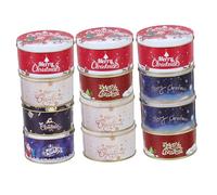 ORFOFE 12pcs Christmas Candy Gift Boxes Tinplate Candy Containers with Festive Patterns Reusable Present Boxes for Sweets and Cookies Bright for Holiday Decorations and Party Use