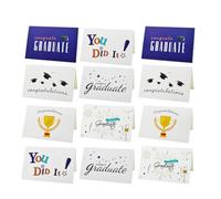 ORFOFE 12pcs Graduation Celebrating Cards with Envelopes Mixed Style Greeting Cards Premium Paper Material Vivid Color Design for Friends Family Congratulations