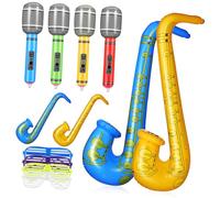 ORFOFE 12pcs Inflatable Party Props Microphones Saxophones Glasses for Music Decorations Fun Games and Group Activities Pvc Safe Lightweight