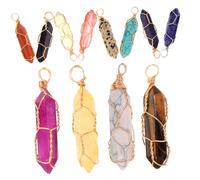 ORFOFE 12pcs Natural Crystal Agate Hexagonal Pendant Wire Wrapped Hexagon Jewelry Charms for Necklace and Bracelet Making Random Styles DIY Hanging Ornaments