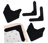 ORFOFE 12pcs Non-slip Carpet Stickers Reusable Black U-shape 123 * 123mm Anti-curling Floor Mat Pads for Home Use