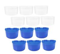 ORFOFE 12pcs Thickened Semicircle Bird Food Box and Water Cup Large Capacity Bird Trough for Birdcage Transparent and Blue Design