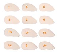 ORFOFE 12pcs White Golf Iron Headcovers Set with Yellow Letters Golf Club Covers for Irons and Woods Protective Accessories for Course Storage and Identification