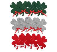 ORFOFE 12pcs Xmas Four Leaf Clover Felt Wallets Cash Holders Reusable Money Envelopes for Birthday Party Holiday Celebration in Red Green Gray