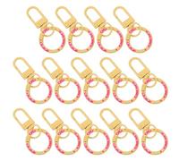 ORFOFE 14pcs Yellow Donut U-Shaped Spring Loaded Key Ring Clips with Locking Snap Hook for DIY Crafts, Key Holder and Dog Collar Accessories