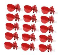 ORFOFE 15PCS Adjustable Flow Automatic Poultry Water Drinkers Red Drinking Bowls for Chickens Pigeons Quail Cups for Home and Farm Use Random Color