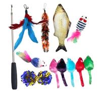 ORFOFE 15pcs Interactive Cat Teasers Kitten Sticks Colorful Mouse for Indoor Cats Sturdy Lightweight Playthings to Keep Pets Active and Entertained Random Color