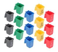 ORFOFE 15pcs Miniature Garbage Can Model Set for Dollhouse and Sand Table Layout, Small Mini Trash Can Sorting Function, Micro Landscape Scene Decoration