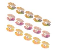 ORFOFE 16pcs Glow Dark Miniature Shells with Pearl DIY Charms Gradient Color Resin Sea Shell Decorations for Ocean Parties Crafting Embellishments Car and Garden Ornament