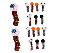 ORFOFE 16pcs Halloween Cat Spiral Springs for Indoor Cats Soft Plush Eyeball Interactive Chewing and Swatting Enrichment Portable Lightweight Kitten Exercise and Mental Stimulation