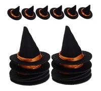 ORFOFE 16PCS Mini Black Felt Witch Hat Bottle Toppers for Halloween Wine Bottles Dust DIY Craft Supplies Sturdy Witch Hats for Party Decorations and Home Decor