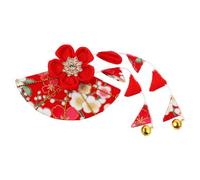 ORFOFE 1pc Japanese Kimono Tassel Hair Clip Floral Hair Ornament for Women Fabric Accessory in Red Elegant Traditional Design for Cosplay Weddings Festivals and Daily Wear