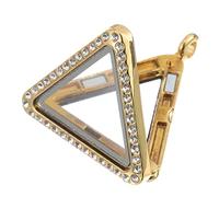 ORFOFE 1pc Openable Alloy Triangle Photo Pendant with Rhinestone Detail for DIY Jewelry Making Gold Locket Ornament for Birthdays Weddings Mother Day