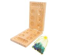 ORFOFE 1Set Folding Wooden Mancala Game with Gemstones Educational Logic Training Chess for Space Saving Design Smooth Surface for Safe Board Game