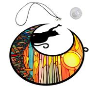 ORFOFE 1Set Squatting Cat Moon Ornament Wall Hanging Cat Pendant Decoration for Home Living Room Bedroom and Garden Decor