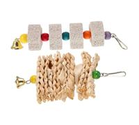ORFOFE 2 Pack Bird Toys for Caged Birds Parrot Chewing Blocks Bell Pet Bird Hanging Stone Blocks Toy for Beak Grinding