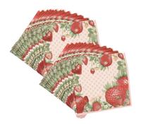 ORFOFE 2 Pack Disposable Strawberry Paper Napkins Wood Pulp Tissue for Birthday Party Wedding Luncheon Table Decoration with Fruit Print