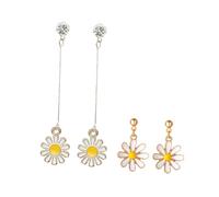 ORFOFE 2 Pairs Daisy Flower Earrings Long and Short Style Ear Drops for Women Durable Floral Ear Jewelry Simple Stylish Design for Gifts and Daily Wear