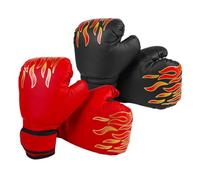 ORFOFE 2 Pairs Kickboxing Gloves PU Leather Training Gloves for Boxing Sparring and Fitness Workouts for Muay Thai and Kickboxing Practice Flame Black and Red