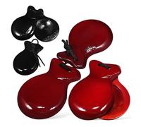 ORFOFE 2 Pairs Wooden Spanish Castanets Handheld Finger Percussion Instruments for Adults and Beginners Sturdy Craftsmanship Pleasant Sound Musical Brown and Black