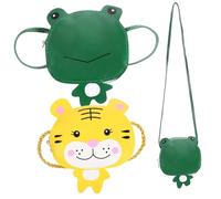 ORFOFE 2 Pcs Cute Cartoon Little Shoulder Bags with Frog and Tiger Design Zipper Coin Purses Comfortable Straps Crossbody Bags