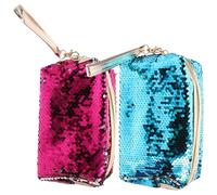ORFOFE 2 Pcs Glitter Canvas Small Coin Purse for Women with Zipper Design, Holding Keys, Portable Makeup Pouch for Daily Use and Outings Color