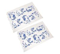 ORFOFE 2 Pcs High-Temperature Resistant Ceramic Underglaze Transfer Paper for Pottery with Handmade Classic Blue and White Design, Suitable for Traditional Clay Art and Porcelain
