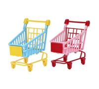 ORFOFE 2 Pcs PVC Simulation Mini Shopping Cart for Portable Storage Rack for Dolls and Small Educational Role Play Random Color Random Color