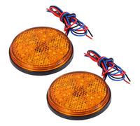 ORFOFE 2 Pcs Yellow Motorcycle LED Reflector Tail Brake Lamp Side Marker Light for Motorbike and Truck, 24 LED Signal Light Assemblies Set for Enhanced Road Safety